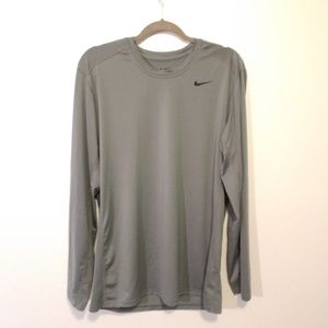 Grey Nike Dri Fit Long Sleeve Work Out Shirt.